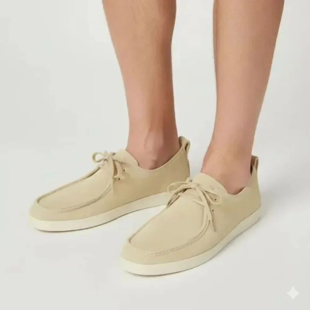 Everlane Suede Leather Shoe Mens Size 7 Beige The Desert Shoe Lace Up Wallabee